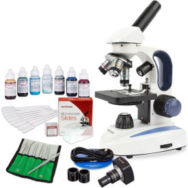 AmScope 40X-1000X Monocular Microscope 5MP Digital Camera & Vital Stain Kit VB-M158C-2L-EXPT