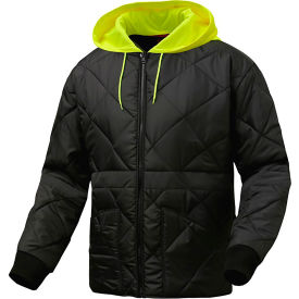 GSS Enhanced Visibility Diamond Quilted Jacket w/ Removable Hood Black Large 8033-LG