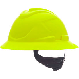 MSA Safety V-Gard C1™ Full Brim Hard Hat Non-Vented Fas-Trac III Hi-Viz Yellow 10237724