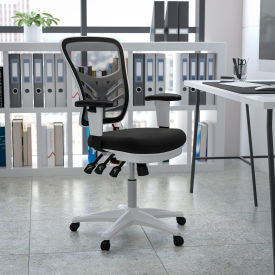 Flash Furniture Multifunction Executive Office Chair w/Adjustable Arms - Black 0001-WH-BK-GGHL-