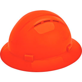 ERB® Americana Vented Full Brim Safety Helmet 4-Point Slide-Lock Suspension Hi-Viz Orange - Pkg Qty 12 WEL19337HO