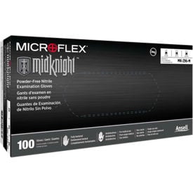 Ansell MidKnight® MK-296 Nitrile Powder Free Disposable Gloves 4.7 Mil Black XL 100/Box MK-296-XL