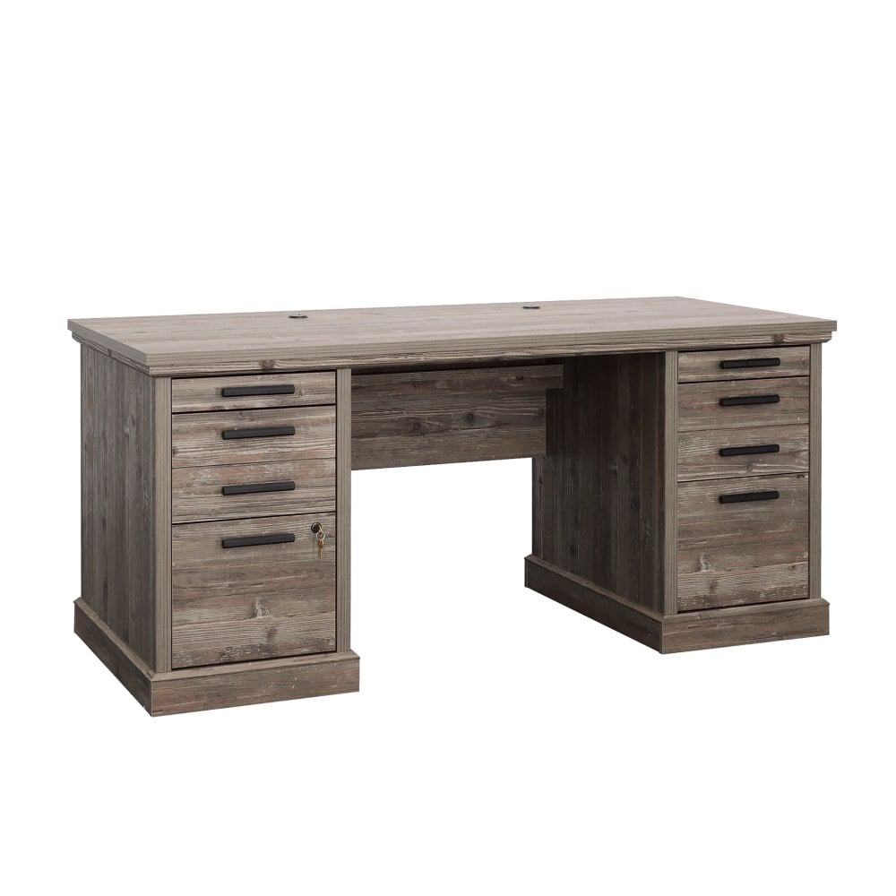 Sauder Aspen Post 65inW Executive Computer Desk, Pebble Pine MPN:433677