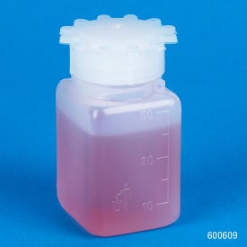 Bottle with Screwcap Wide Mouth Square Graduated PE (Cap Polypropylene) 50mL 100/Pack 600609