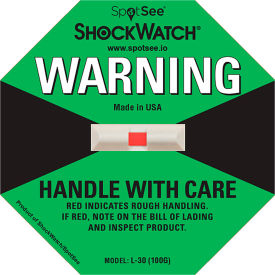 SpotSee™ ShockWatch™ Impact Indicators 100G Range Green 50/Box - Pkg Qty 4 20100