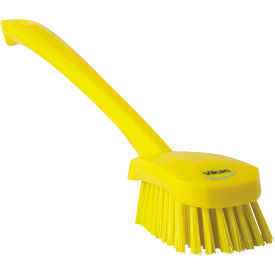 Vikan 41866 Long Handle Scrubbing Brush- Stiff Yellow 41866