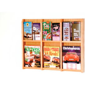 6 Magazine/12 Brochure Oak & Acrylic Wall Display - Light Oak LM-9LO