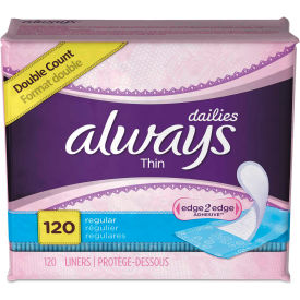 Always® Thin Daily Panty Liners Regular 120 Liners/Pack 6 Packs/Case - 10796 10796