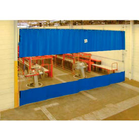 GoVets™ Blue Curtain Wall Partition with Clear Vision Strip 24 x 10 533985