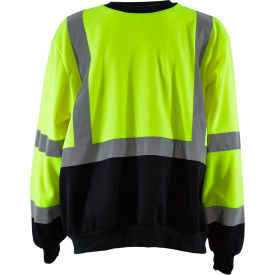 Petra Roc HiVis Crew Neck Sweatshirt ANSI Class 3 Polar Fleece Lime/Black XL LBCSW-C3-XL