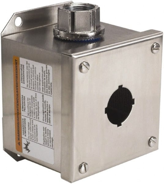 1 Hole, 30mm Hole Diameter, Stainless Steel Pushbutton Switch Enclosure MPN:9001KYSS1