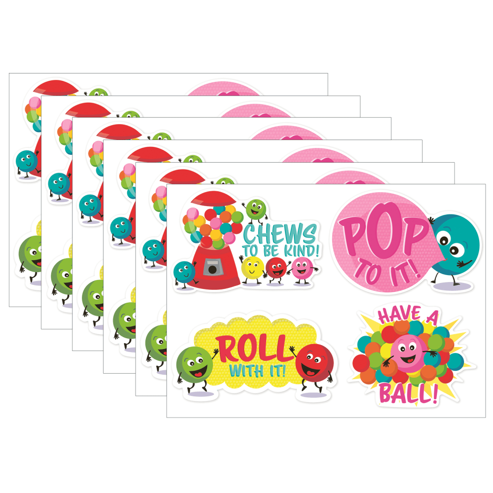 Eureka Jumbo Scented Stickers, Bubblegum, 12 Stickers Per Pack, Set Of 6 Packs (Min Order Qty 3) MPN:EU-628006-6