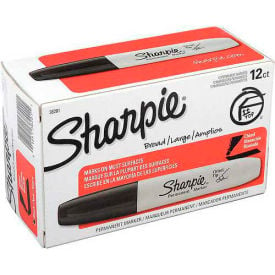 Sharpie® Permanent Marker Chisel Black Ink Anti-Roll Barrel - Pkg Qty 12 38201