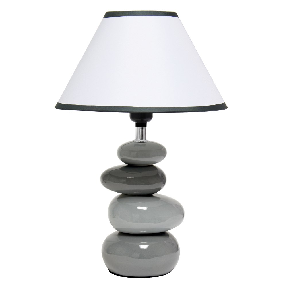 Creekwood Home Priva Ceramic Stacking Stones Table Lamp, 14-3/4inH, White Shades/Gray Base (Min Order Qty 3) MPN:CWT-2015-GY