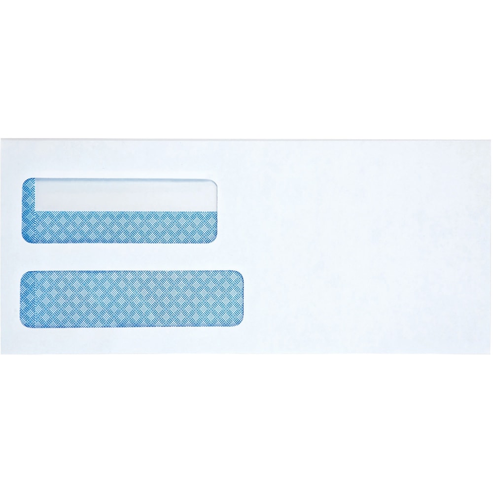 Business Source Double Window #10 Envelopes - Double Window - #10 - 24 lb - Self-sealing - 500 / Box - White MPN:03141