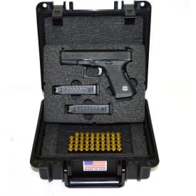 Quick Fire Pistol Case With Glock Inserts & Lock QF300BKLG3 Watertight 10-11/16x9-3/4x4-13/16 Black QF300BKLG3