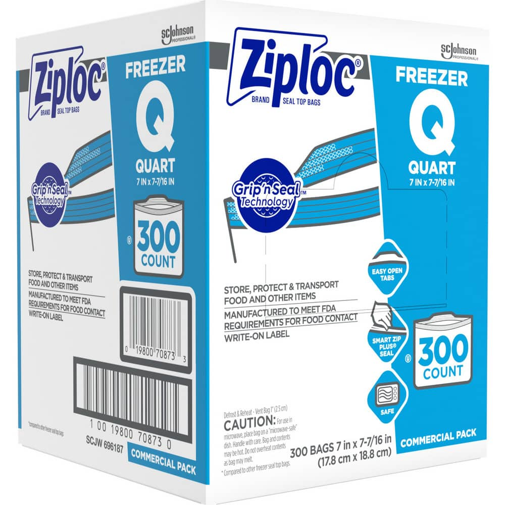 Ziploc Brand Freezer Bags Quart, Box of 300 MPN:SJN696187