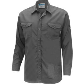 Oberon™ Men's Flame Resistant Button-Up Safety Shirt Cotton/Nylon L Gray ZFI504-L