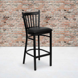 Flash Furniture Vertical Back Metal Restaurant Barstool - Black Vinyl Seat - HERCULES Series DG-6R6B-VRT-BAR-BLKV-GGXU-