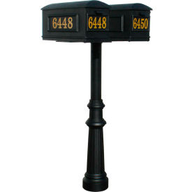 The Hanford Twin Post (No Support Brace) With Fluted Base & Lewiston Mailbox HPNS2-800-LM