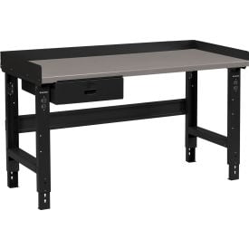 GoVets™ 60 x 30 Adj Height Workbench w/Drawer Black- Steel Square Edge Top 152ABK183