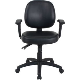 Interion® 24 Hour Task Chair With Mid Back & Adjustable Arms Vinyl Black 506695