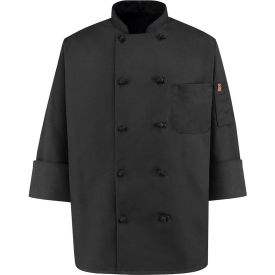 Chef Designs 10 Button-Front Chef Coat Knot Buttons Black Spun Polyester XL 0427BKRGXL