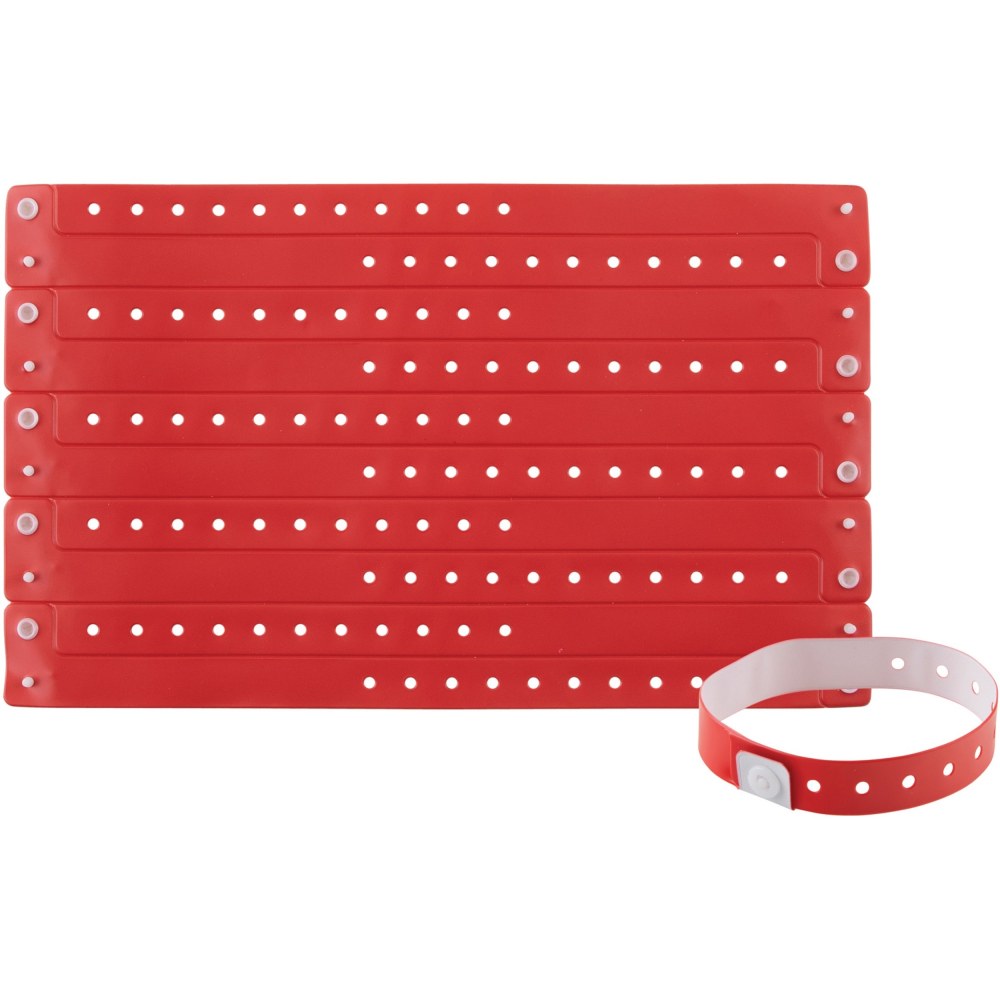 Advantus Colored Vinyl Wristbands - 100 / Pack - Adjustable - 0in Height x 0.6in Width x 9.8in Length - Red - Vinyl (Min Order Qty 4) MPN:97761