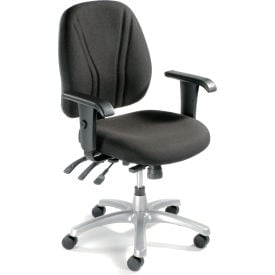 Interion® Multifunction Chair With Mid Back Adjustable Arms Fabric Black Seat/Silver Base 575BK506