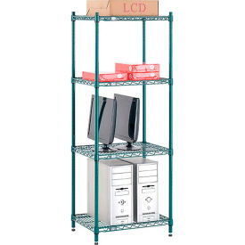 Nexel® 4 Shelf Poly-Green® Wire Shelving Unit Starter 24