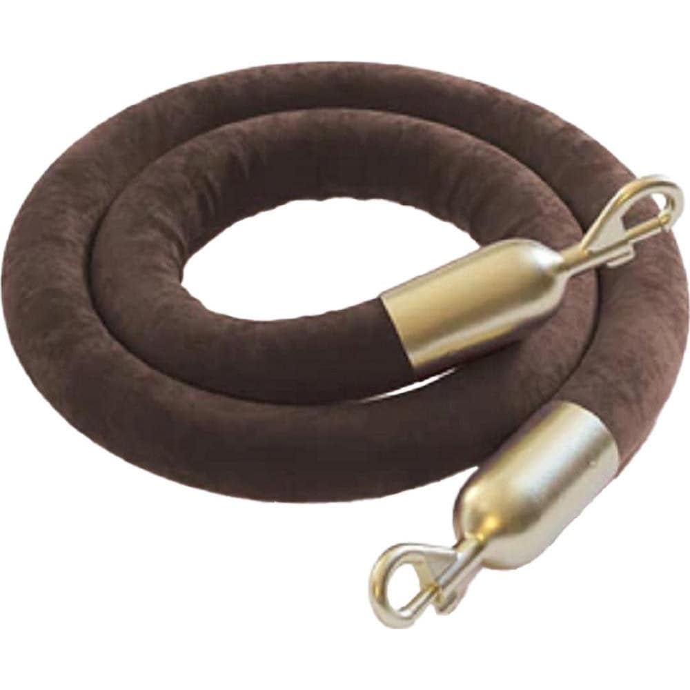 Barrier Rope & Chain, Snap End Material: Satin Brass , Hook Fitting Material: Steel , Color: Brown , Length Ft.: 8.000 , Rope/Chain Color: Brown  MPN:TRADVRBR8SBS