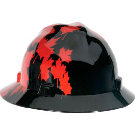 MSA V-Gard® Canadian Freedom Series Slotted Protective Hat Black With Red Maple Leaf 10082235