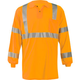 Occunomix LUX-LSPP3B-OS Birdseye Polo Wicking & Cooling Long Sleeve Class 3 Orange S LUX-LSPP3B-OS