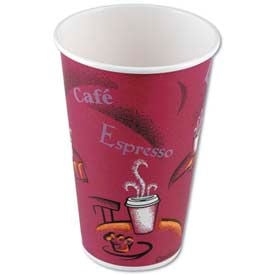 SOLO® Hot Drink Cups Polylined Paper 8 oz. Bistro Design Maroon 1000 ct SCC 378SI