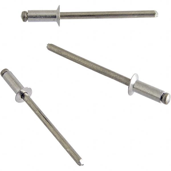 Open End Blind Rivet: Size 4, Countersunk Head, Aluminum Body, Aluminum Mandrel MPN:POPAK44ABS