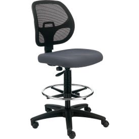 Interion® Armless Mesh Drafting Stool - Fabric - Gray 645GY695