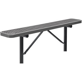 GoVets™ 6' Outdoor Steel Flat Bench Expanded Metal In Ground Mount Gray 156IGY277