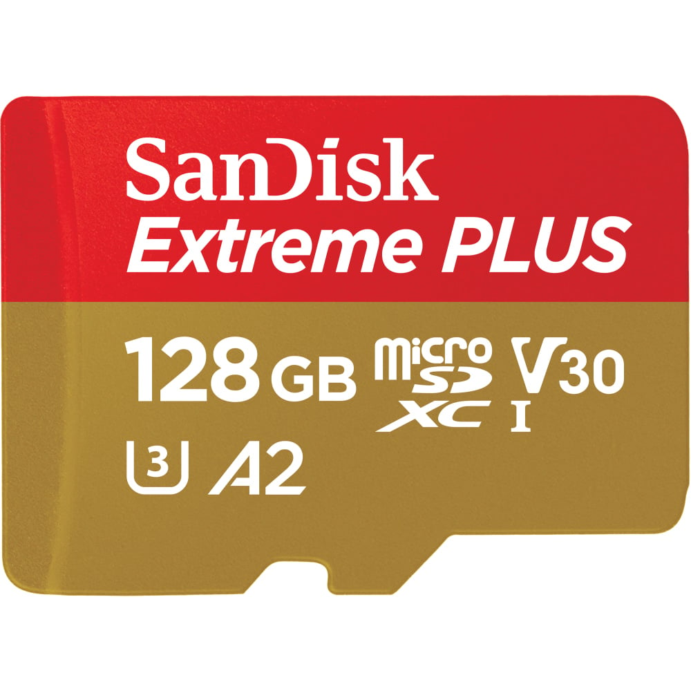 SanDisk Extreme PLUS microSDXC UHS-I card, 128GB (Min Order Qty 4) MPN:SDSQXBD-128G-AN6MA