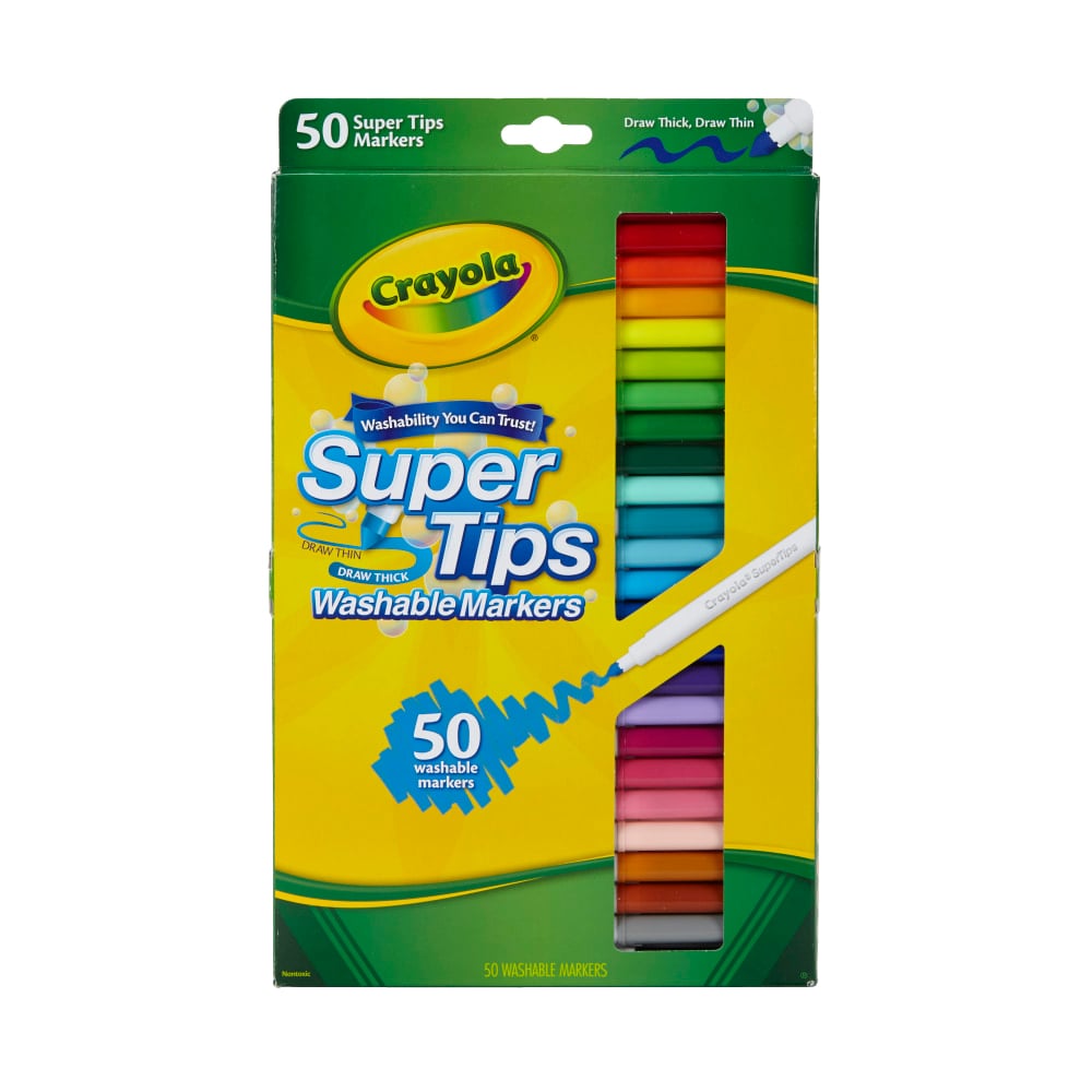 Crayola Super Tips Washable Markers, Conical Point, Assorted Classic Colors, Box Of 50 (Min Order Qty 7) MPN:58-5050