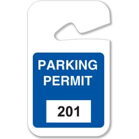 Brady® 96263 Rearview Mirror Hanging Tags #201 - 300 Parking Permits Blue 2-3/4