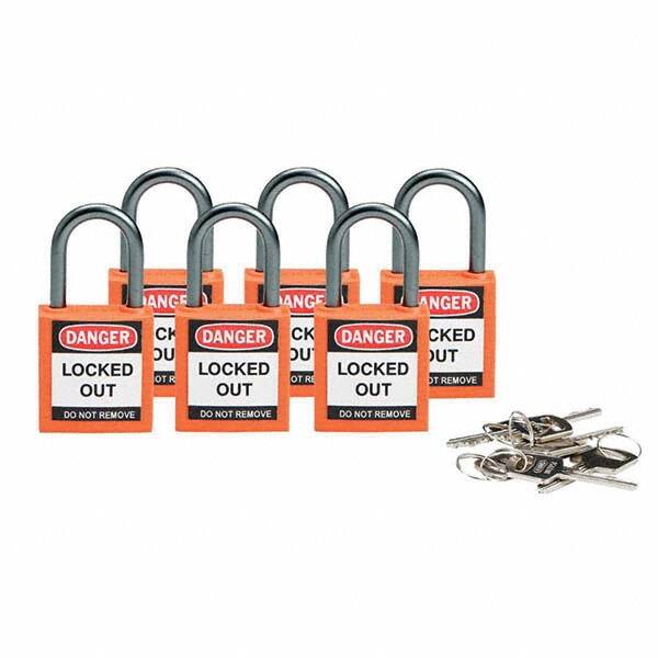 Lockout Padlock: Keyed Different, Key Retaining, Nylon, 1