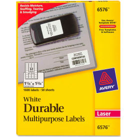 Avery® Permanent Durable ID Laser Labels 1-1/4 x 1-3/4 White 1600/Pack 6576