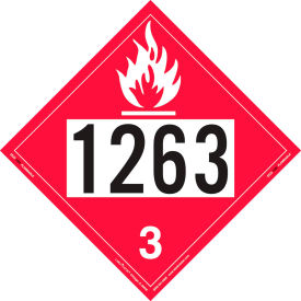 LabelMaster®ZEZ21263 Flammable Liquid Placard UN 1263 Removable Vinyl 25/Pack ZEZ21263