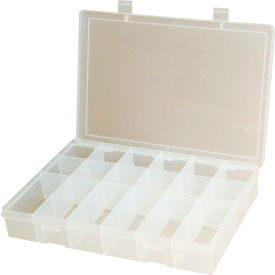 Durham Large Plastic Compartment Box LP18-CLEAR - 18 Compartments 13-1/8x9x2-5/16 - Pkg Qty 5 LP18-CLEAR