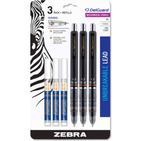 Zebra® Delguard Mechanical Pencil 0.5 mm HB (#2.5) Black Lead Black Barrel 3/Pack 10613