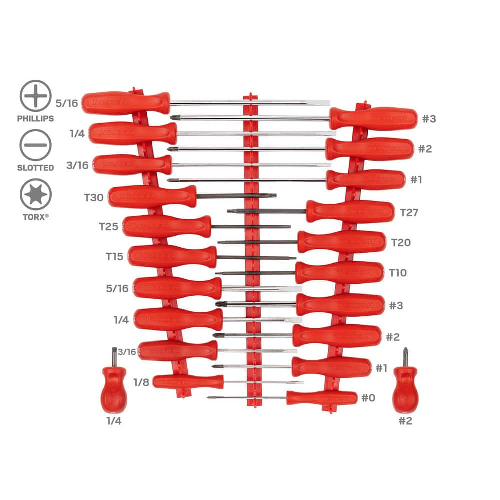 Screwdriver Sets, Screwdriver Types Included: Phillips, Slotted, Torx , Number Of Pieces: 22 , Length (Inch): 12.7 , Handle Style: Molded Nylon  MPN:DRV44501