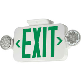 Hubbell CCGRC LED Combo Exit/Emergency Unit w/ Remote Capacity Green Letters White Ni-Cad Battery CCGRC