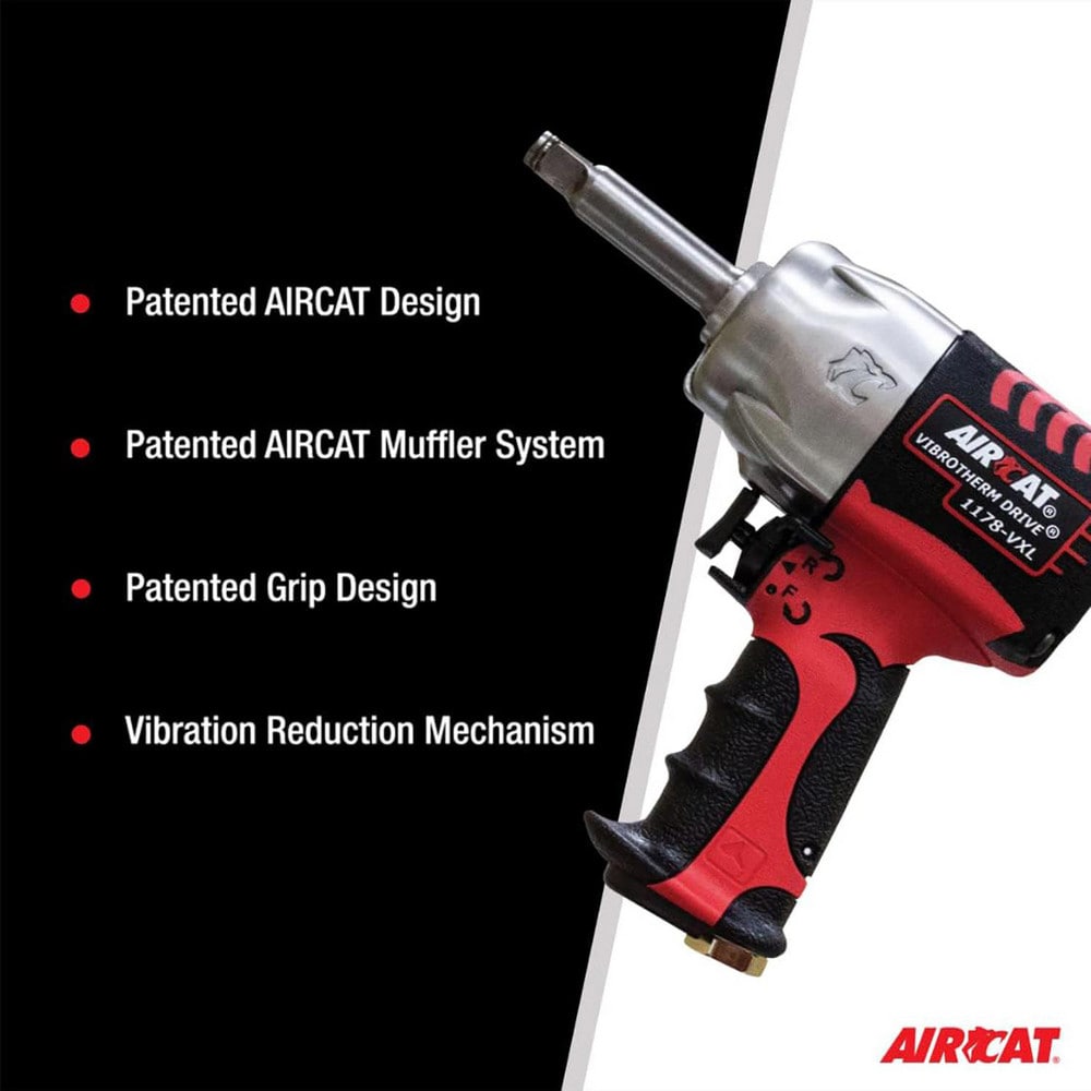 Air Impact Wrenches & Ratchets, Drive Size: 1/2 , Handle Type: Pistol Grip , Torque (Ft/Lb): 950.00 , Air Consumption (CFM): 9.00 , Air Pressure (psi): 90.00  MPN:1178-VXL-2