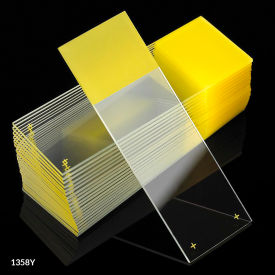 Microscope Slides Diamond Glass 25 x 75mm Charged 90&176 Ground Edges Yellow Frosted 72/Pack 1358Y-72