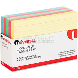 Universal Index Cards 4 x 6 Blue/Salmon/Green/Cherry/Canary 100/Pack UNV47236***